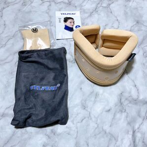 VELPEAU 首 コルセット 頸椎 カラー 首 サポーター ソフトなネックカラー デスクワーク 男女兼用 両用型 ベージュ M