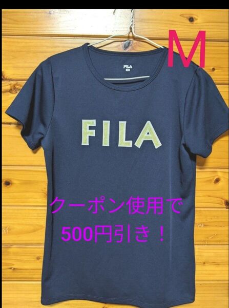 クーポン使用でお得です フィラ FILA レディース Tシャツ ネイビー M ポリエステル100%
