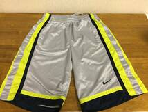 Nike ポケット付き バスパン シルバー/紺/黄色 M USED バスケット_画像5