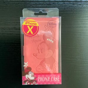 iPhone X ミニーマウス スマホケース 手帳型 ピンク Disney