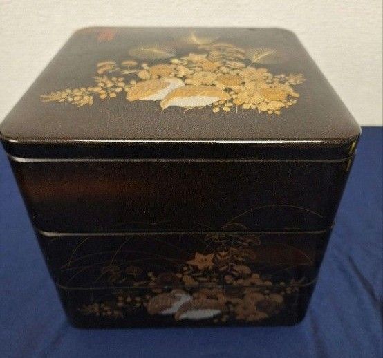 三段重 みやび野 金蒔絵 鶉 秋草 三段重箱 美品 未使用 三段重 重箱 お重 正月
