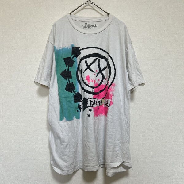 【blink-182】スマイリープリント バンドTシャツ L 半袖 白 バンドt Tシャツ Lサイズ