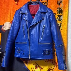 レザージャケット ライダース ブルー 青 ライダースジャケット