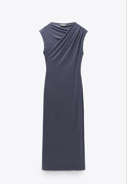 新品 ZARA ノースリーブワンピース ネイビー Sサイズ タグ付き