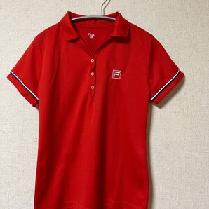 フィラ 赤色 ポロシャツ Vネック M ゲームシャツ レディース