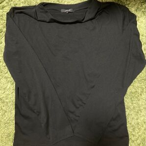 セール 美品 コムサイズム レディース トップス 長袖 シンプル カットソー 黒 7 無地 ドレープネック