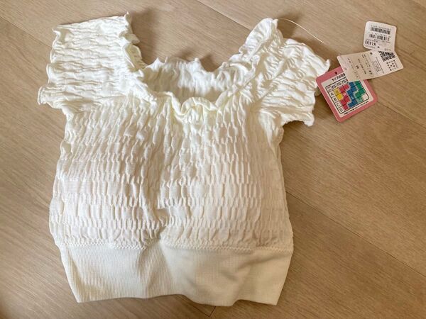 新品 タグ付 2way オフショル シャーリング カップ付きインナー 夏コーデ着回しブラ アイボリー ホワイト M 定価1639円
