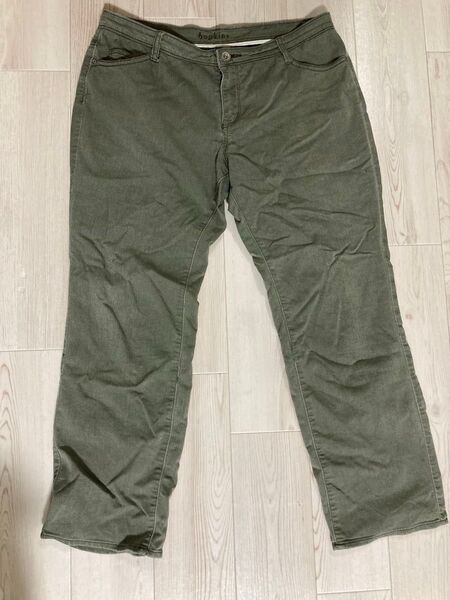 パンツ ボトムス W70 グレーカーキ 中古 長ズボン 綿混 やわらかい ゆったり カジュアル
