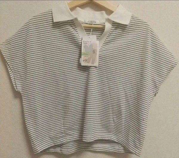 スキッパーボーダーポロプルオーバー カットソー 半袖 Tシャツ