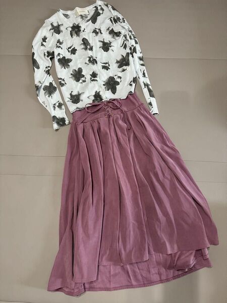ラプンツェル コーデ バウンド スカート カーディガン 編み上げ 花柄 PAGEBOY ページボーイ