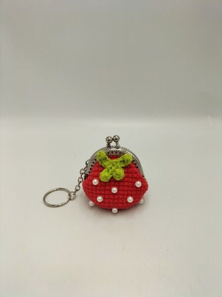 ハンドメイド がま口 ポーチ 赤いちご