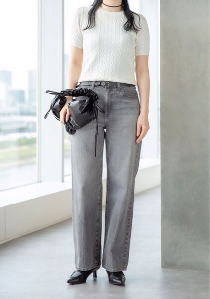 ユニクロ★ワイドストレートジーンズ★23★グレー / デニムパンツ 完売品
