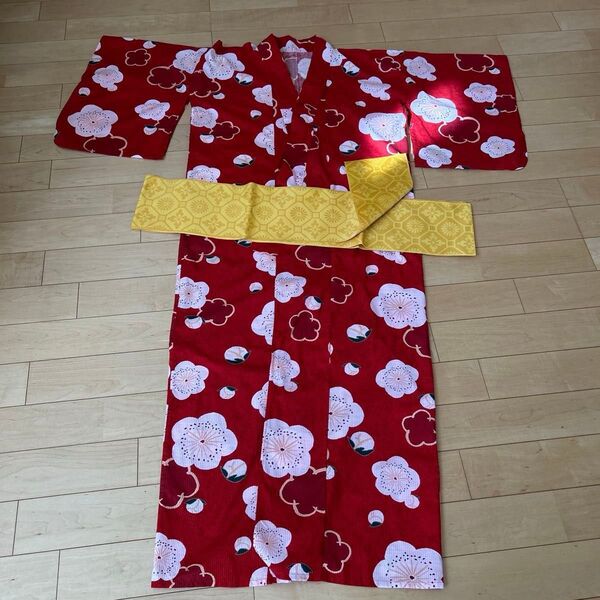 浴衣 帯 2点セット 梅 花柄 UNIQLO和装 夏祭り 花火大会 レッド系