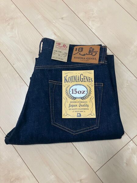 【試着のみ】児島ジーンズ 15oz セルビッチ パイプドワイドストレートデニム NO.rnb102ww w32