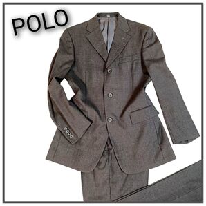 【美品】POLO/セットアップ/スーツ/ビジネス/ストライプ/グレー/M相当