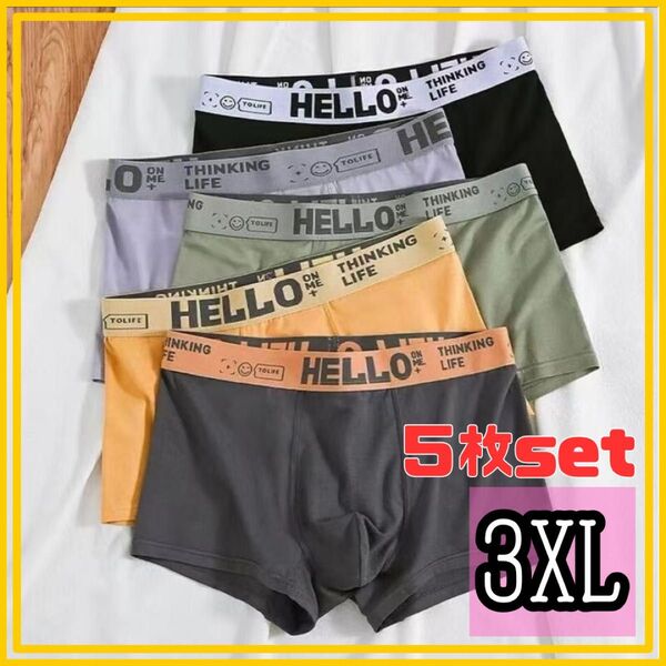 3XL メンズ ボクサーパンツ 5枚 吸汗速乾 抗菌防臭 アンダーウェア