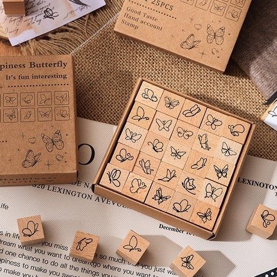 デザインスタンプ 蝶 ちょうちょ 木製 ハンコ 手紙 手帳 日記