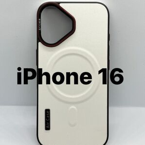 iPhone16 ケース レザーホワイト MagSafe レザー張 新品 335
