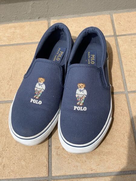 Polo ポロベア 刺繍 スリッポン スニーカー USA5 23cm