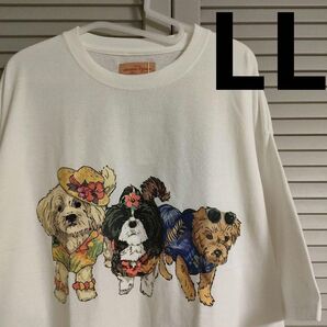 アロハ 夏 ワンちゃん 犬 Tシャツ 白 メンズ LL XL