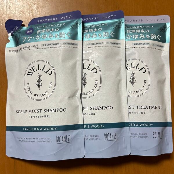 BOTANIST ウェルプ 薬用スカルプケア シャンプー&トリートメント 3点セット ボタニスト スカルプモイスト 乾燥頭皮 フケ