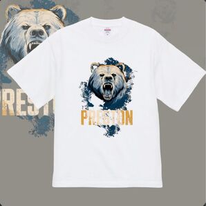 Tシャツ ハイクオリティー Tシャツ クマ アニマル柄 カジュアル 白 ホワイト 半袖 上質 熊 くま