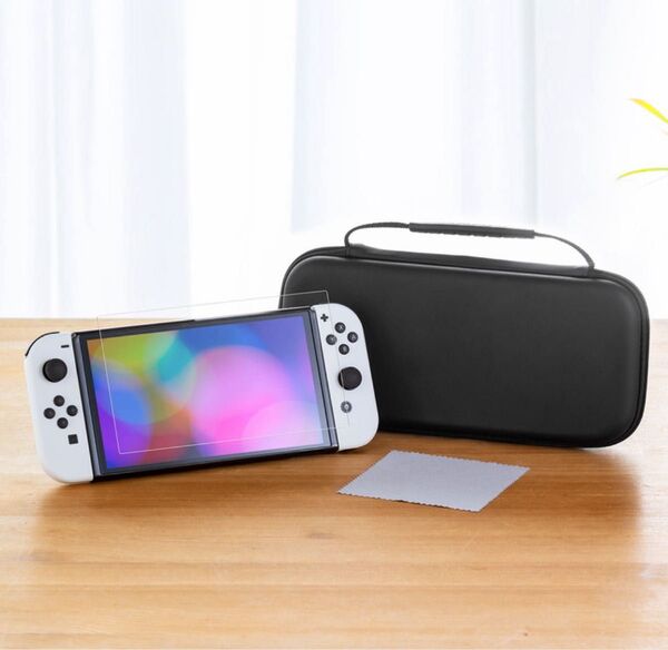 Nintendo Switch 有機ELモデル専用 セミハードケース ガラスフィルム クリーニングクロス付き 新品未使用
