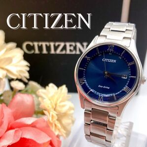 美品 CITIZEN シチズン 腕時計 ソーラー クォーツ デイト エコドライブ レディース 箱付き 稼動品