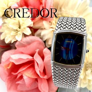 極美品 SEIKO セイコー クレドール 2F70-5390 オニキス文字盤 青 QZ シルバー レディース 腕時計 稼動
