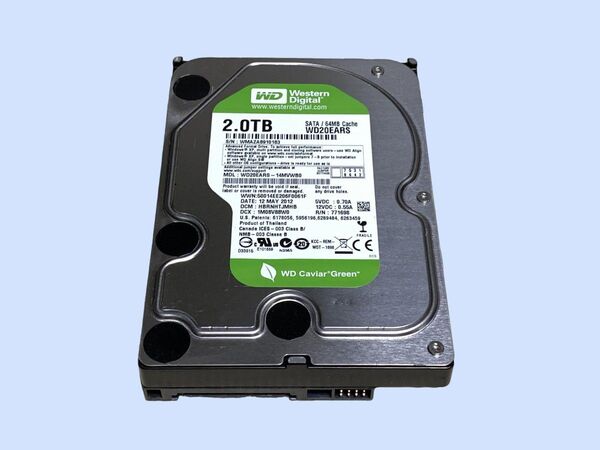 M6991 Western Digital HDD WD20EARS 2TB 3.5インチ 使用 16389時間