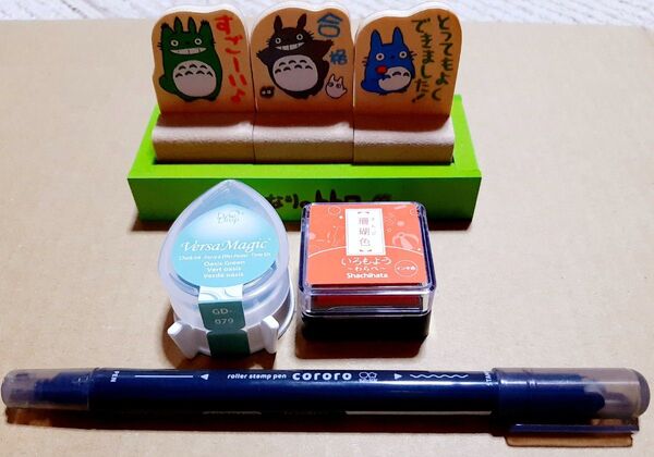 【新品】となりのトトロ木製スタンプ/いろもよう/バーサマジック/スタンプ台/ペン