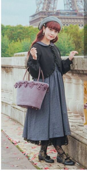 ニナス ファー リボン バック 青木美沙子 しまむら 中紫 パープル