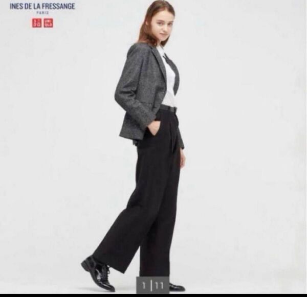 ユニクロ INES DE LA FRESSANGE イネス タックワイドパンツ ジーンズ ブラック