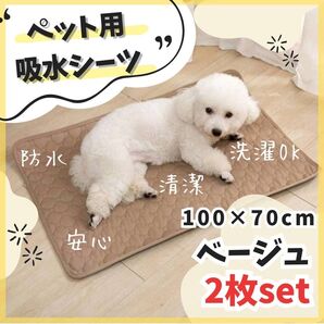【ベージュ 2枚set】洗えるペットシーツ マット トイレシーツ 防水 犬 猫