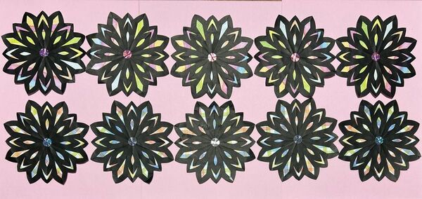2種類10枚セット 折り紙切り絵 花火 ハンドメイド 幼稚園 保育園 介護 施設 児童会館 夏 夏祭り 壁面飾り 製作