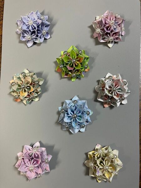 折り紙 ハンドメイド花8個 壁面飾りやリースに。