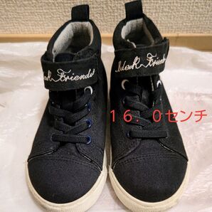 ハイカットスニーカー 16センチ BeBe BdeR ベベ ビーデアール マジックテープ 黒 ブラック スニーカー シューズ 靴