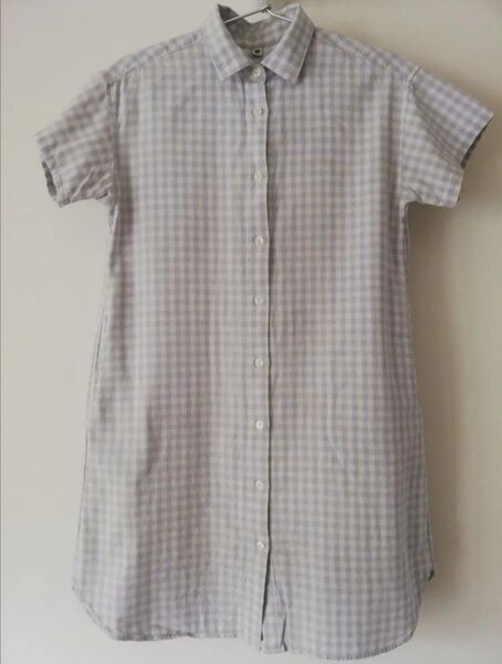 UNIQLO ユニクロ ガールズ ギンガムチェックワンピース 140cm 水色