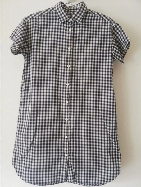 UNIQLO ユニクロ ガールズ ギンガムチェックワンピース 140cm ネイビー