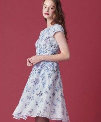 TOCCA トッカ 洗える! GELSOMINA ドレス ロングドレス ロングワンピース ワンピース 花柄 刺繍 ドレス 水色