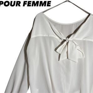 プールファム ブラウス長袖リボン付き POUR FEMMEブラウス レディース