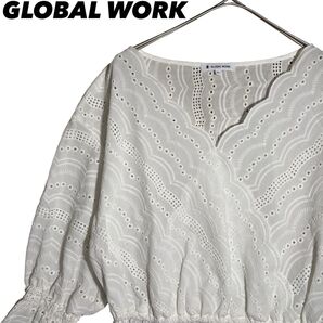 グローバルワーク ブラウス L GLOBAL WORK スカラップレースブラウス