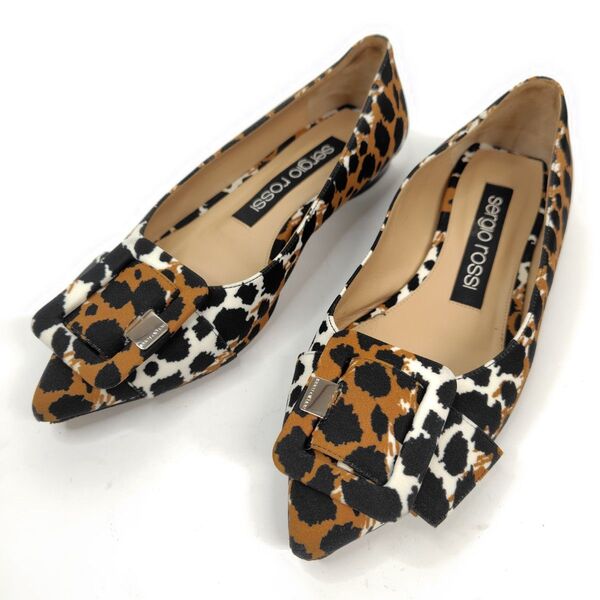★美品★セルジオロッシ フラットシューズ 36.5 SR MILANO レオパード