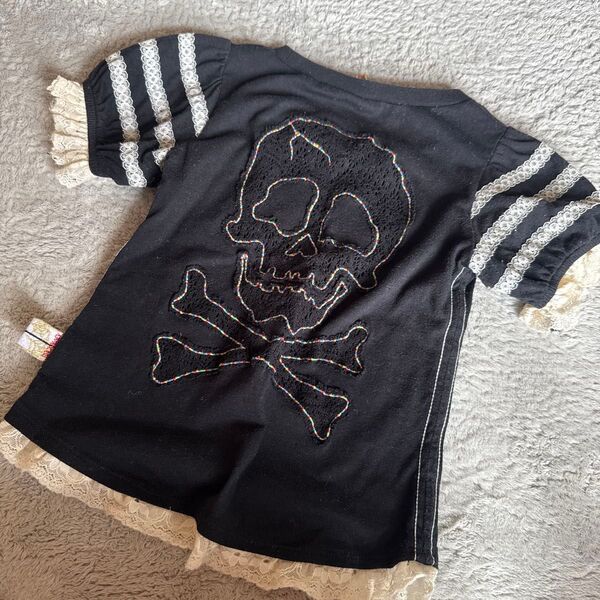 バックアレイ レース半袖Tシャツ 110cm 黒 ブラック トップス 子供服 ブーフーウー