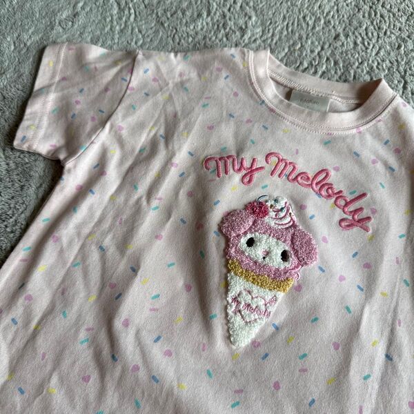 新品未使用 マイメロディ アイスクリーム 半袖Tシャツ 90cm ピンク 女の子 アイス サガラ刺繍 バースデイ