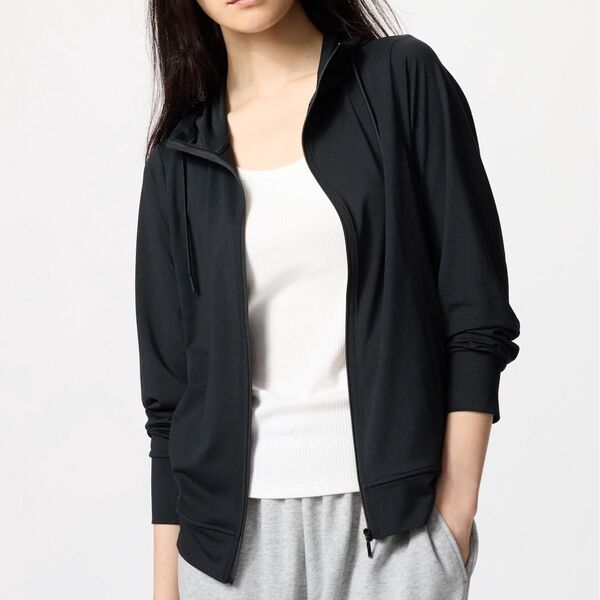 新品未使用 ユニクロ UNIQLO エアリズム UVカットフルジップパーカー 3XL ブラック 黒