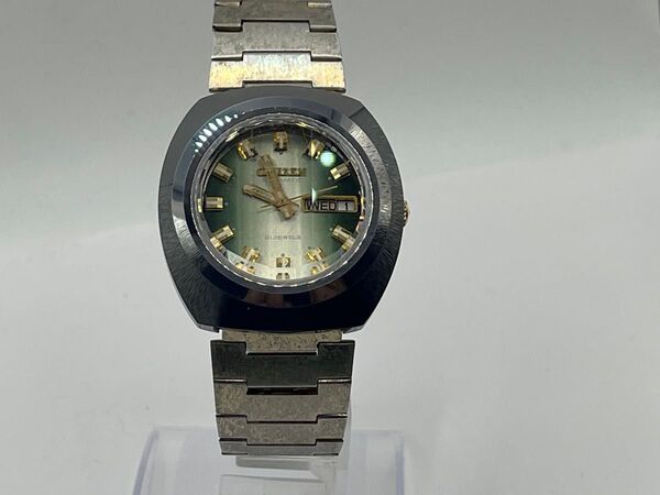 【訳あり】CITIZEN AUTOMATIC シチズン 21石 3面カットガラス 自動巻き腕時計 デイデイト