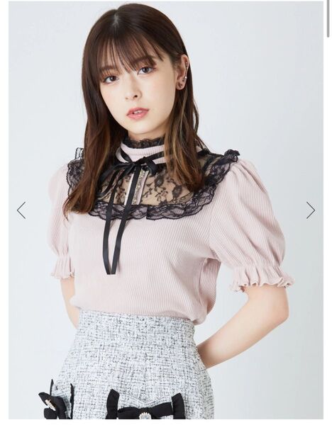 Ank Rouge レース切り替えテレコTOPS