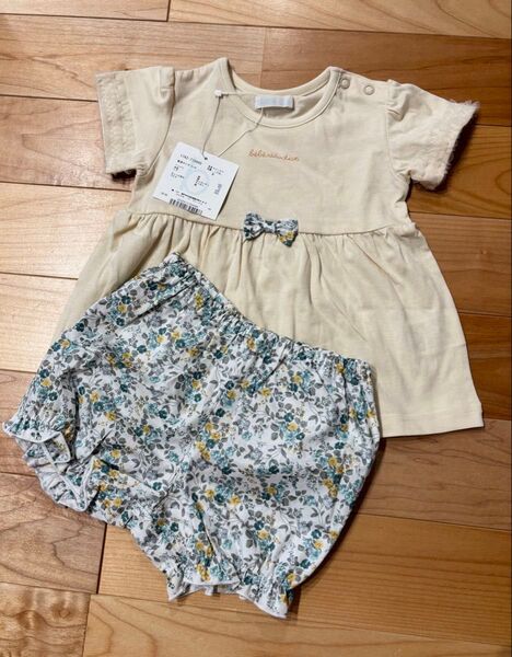 新品未使用 bebe ベベ 花柄 セットアップ 半袖 かぼちゃパンツ 80 90 女の子