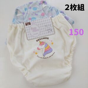 新品 2枚組 コットンショーツ 女児 150サイズ/綿混/インゴム/総柄 バックプリント 女の子 下着 ジュニアショーツ パンツ